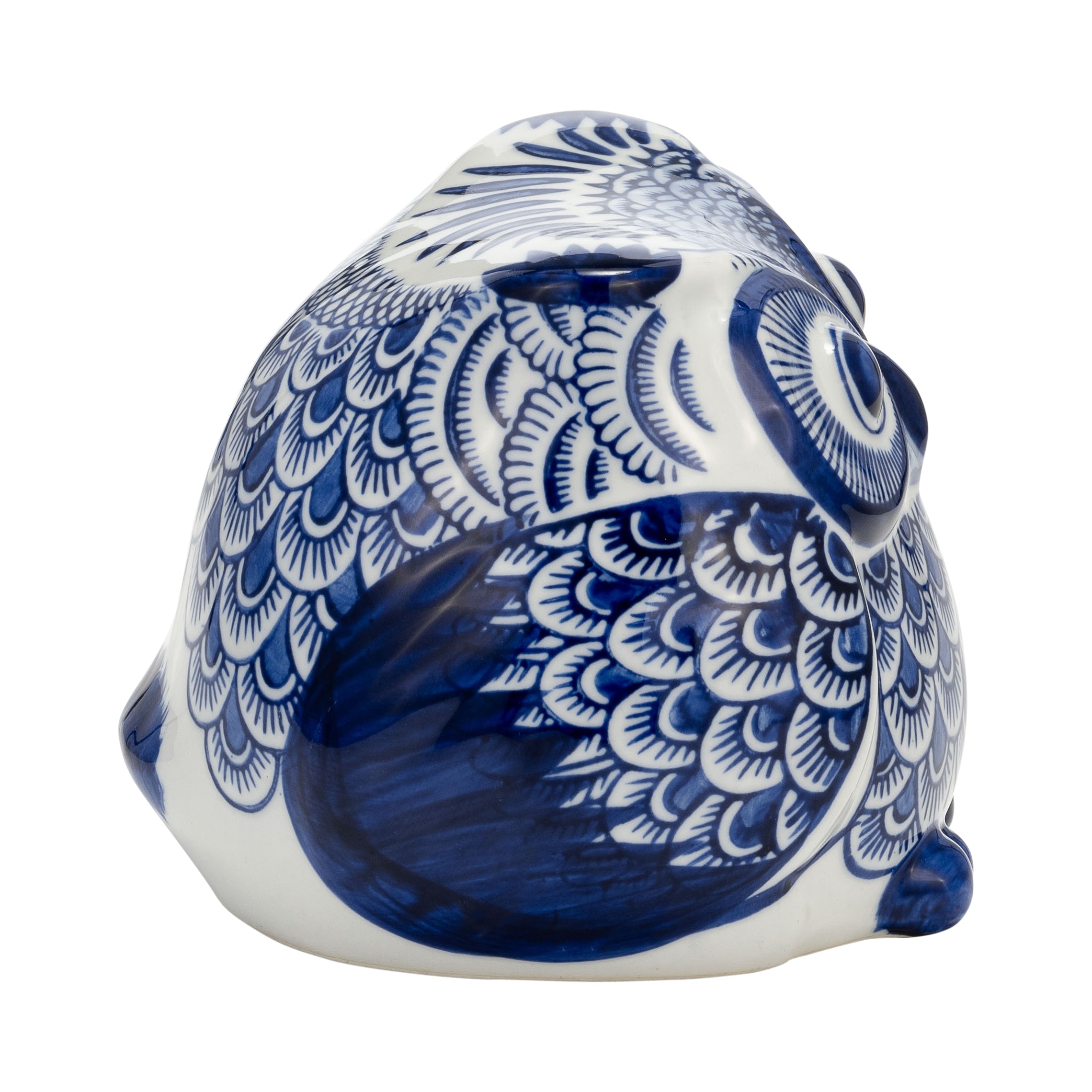 Blue and White Owl Figurine 5" Height Decor Room Table