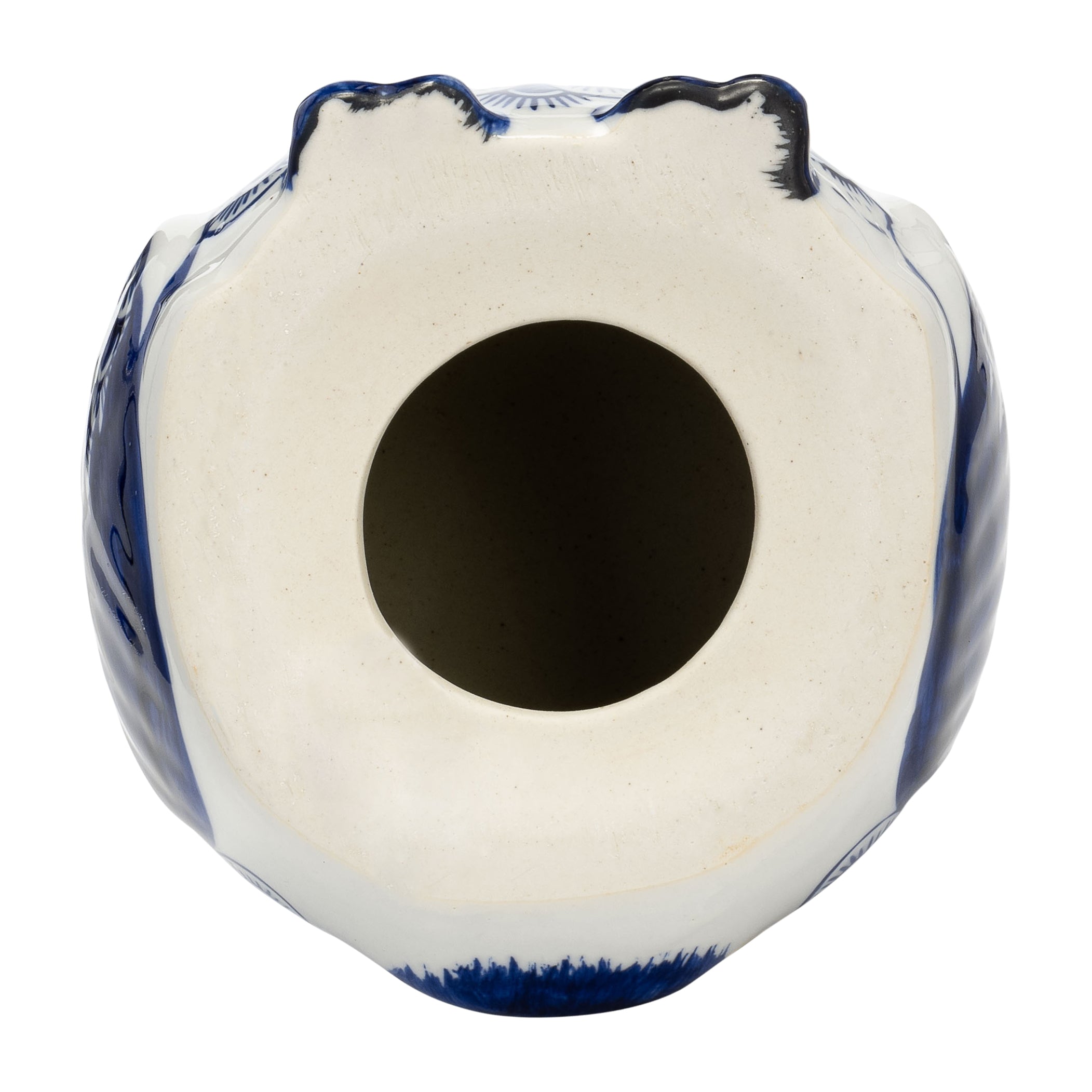 Blue and White Contemporary Decorative Owl Figurine