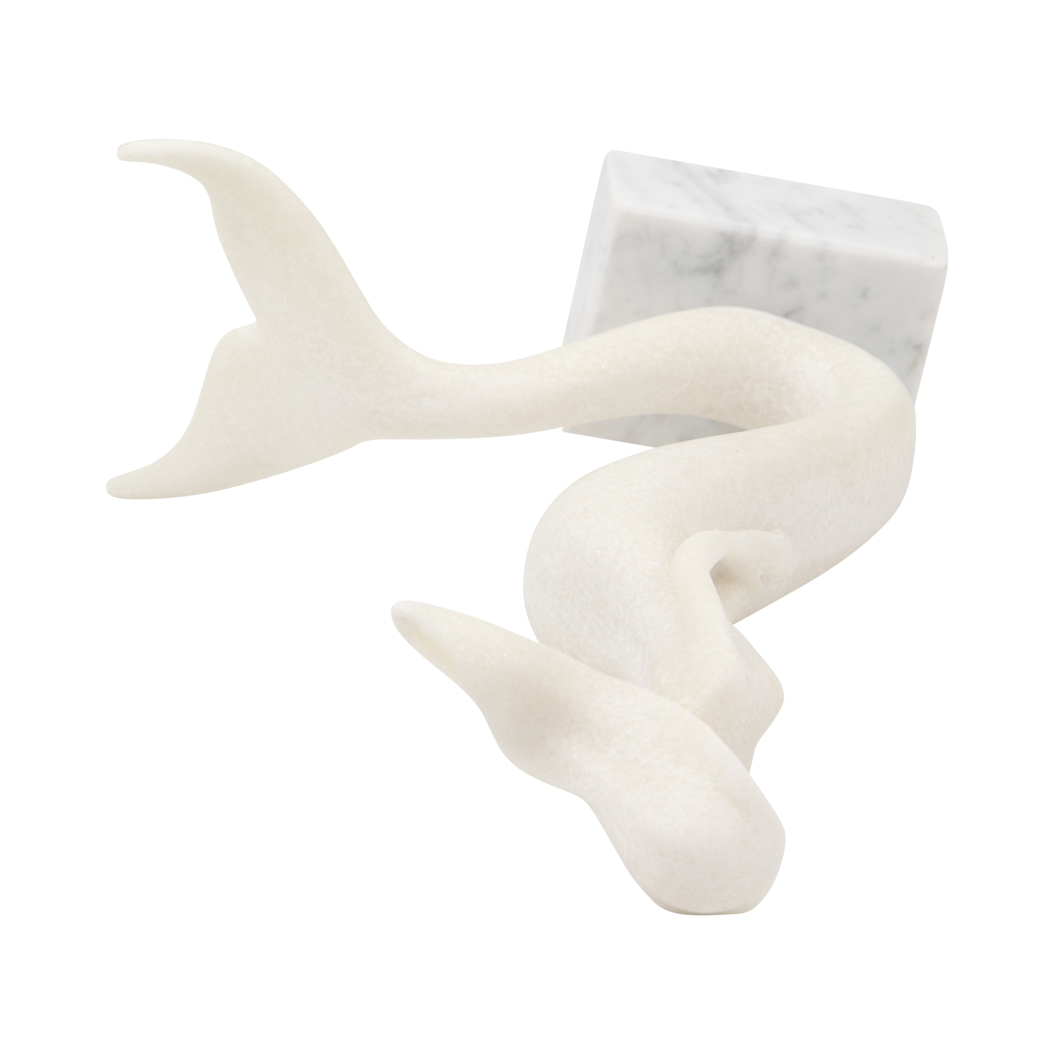 White Marble Like Finish Mermaid Figurine