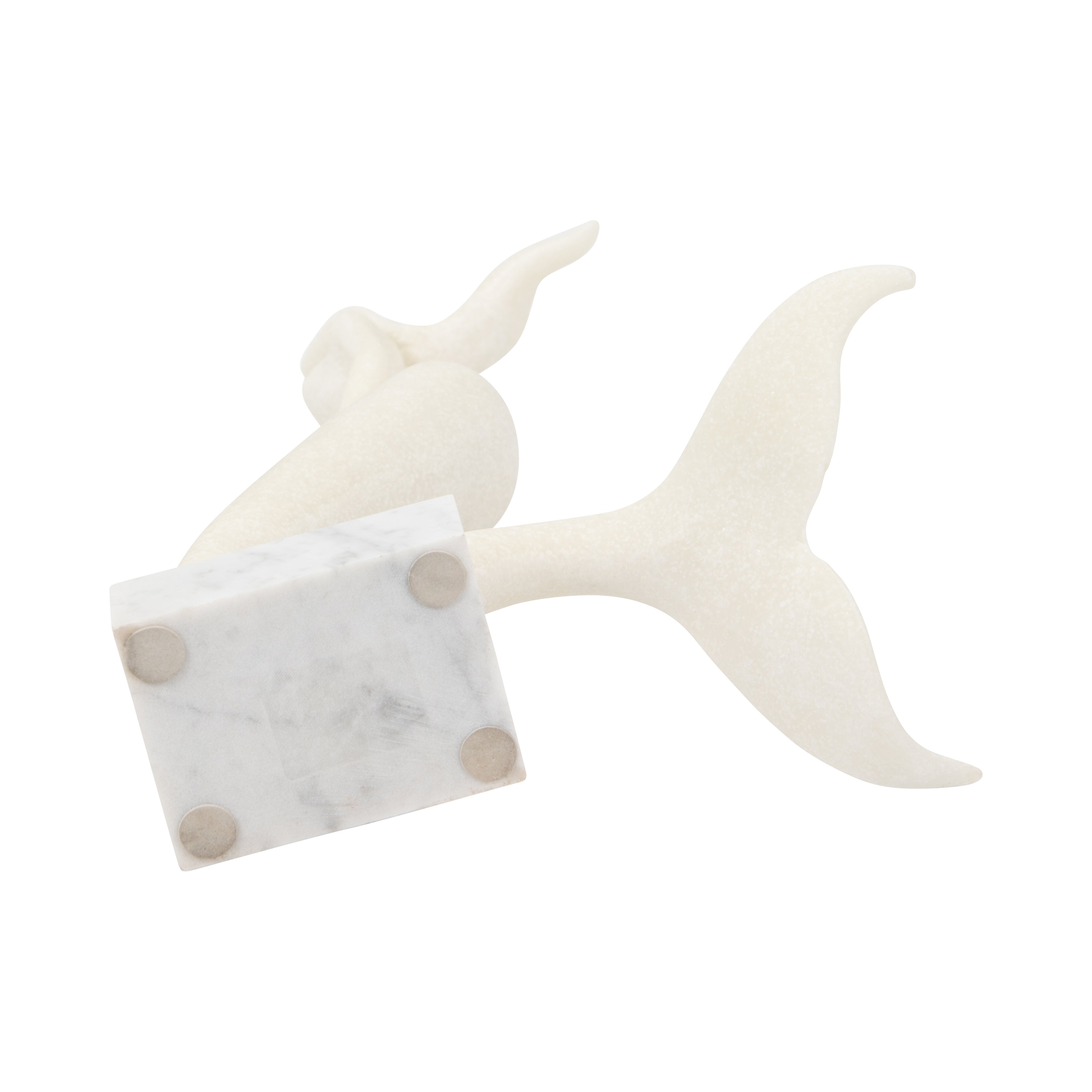 White Marble Like Finish Mermaid Figurine