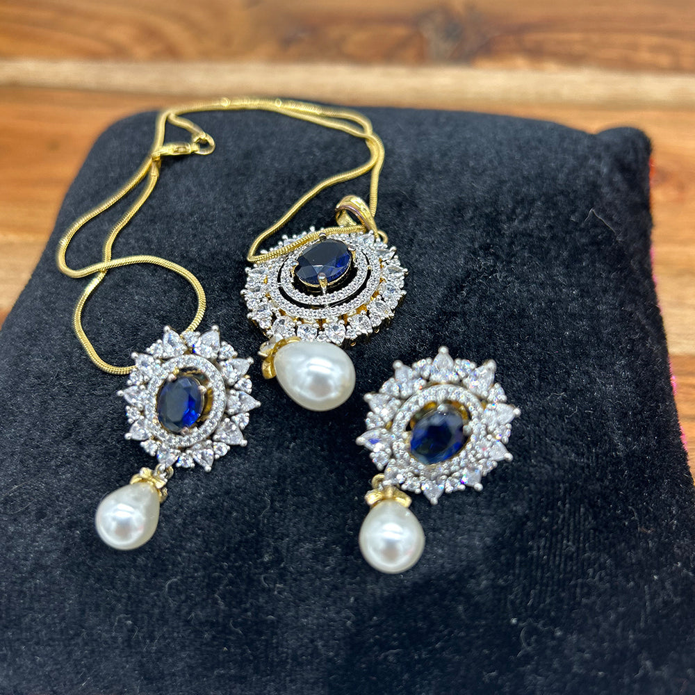 Jewelry Under 10 Dollars Dark Blue Pendant and Earring Set as Gift under $10