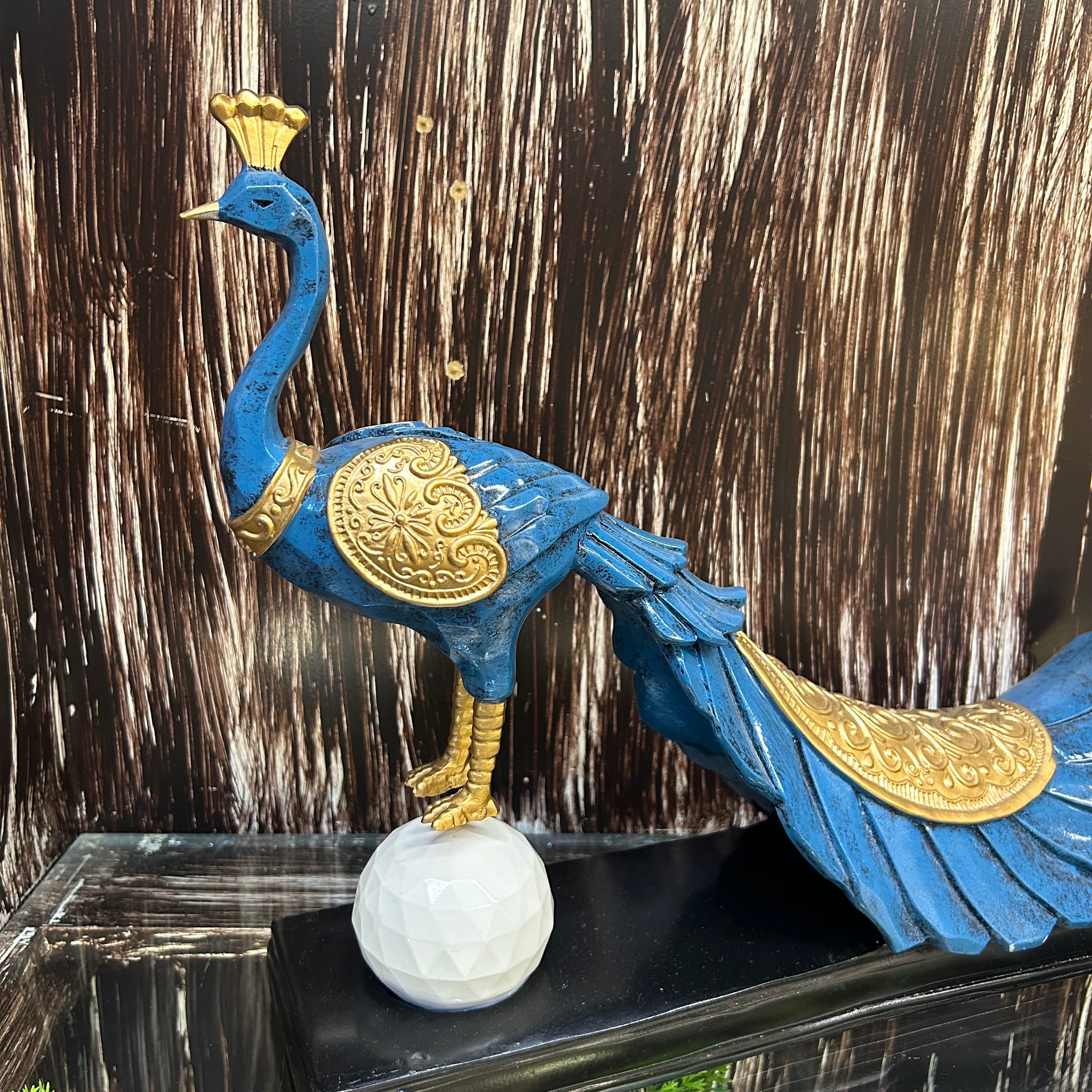 Peacock Blue Bird Figurines Decorative Accent Living Room Gift Ideas