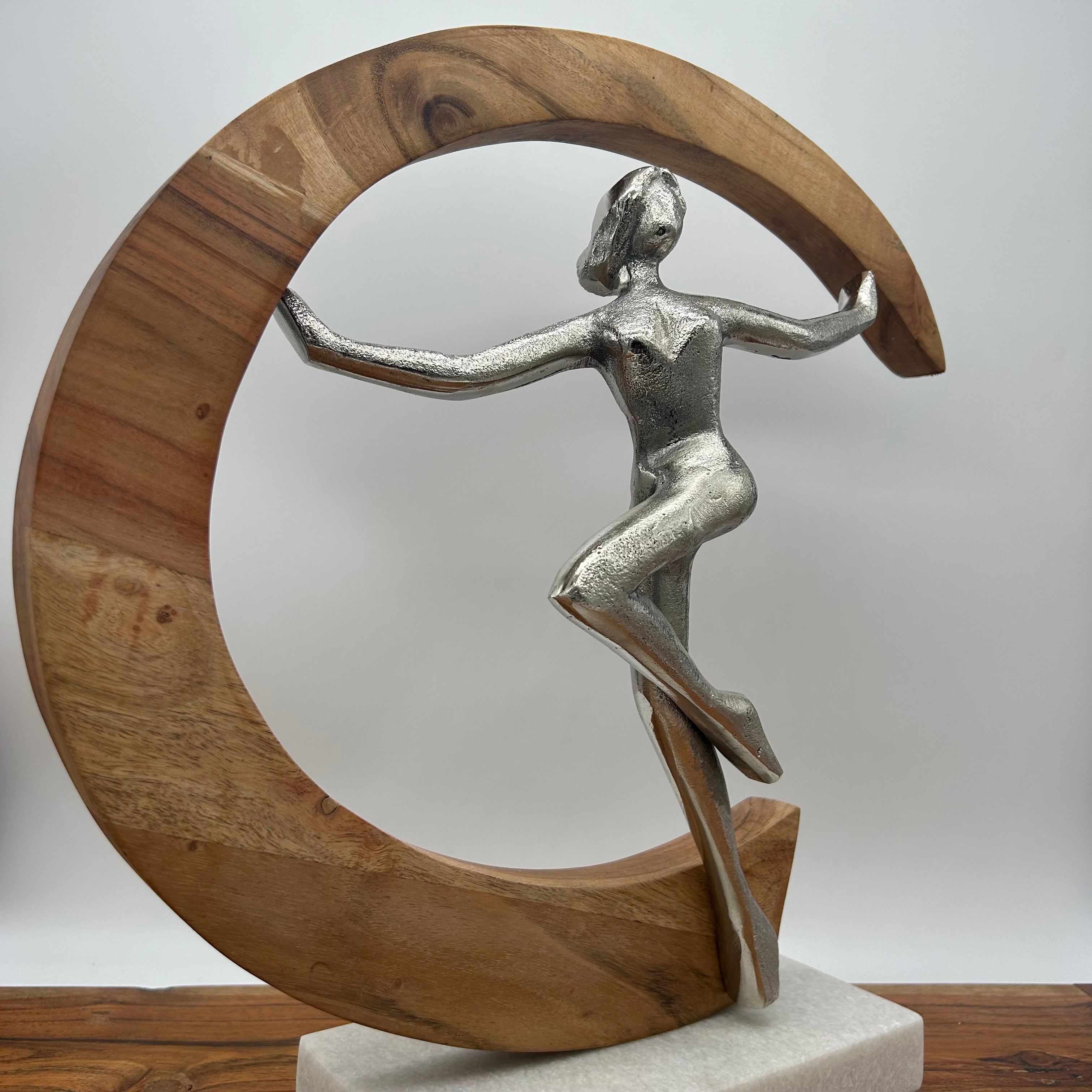 Women Gymnast Sculpture 14" Wooden Home Decor