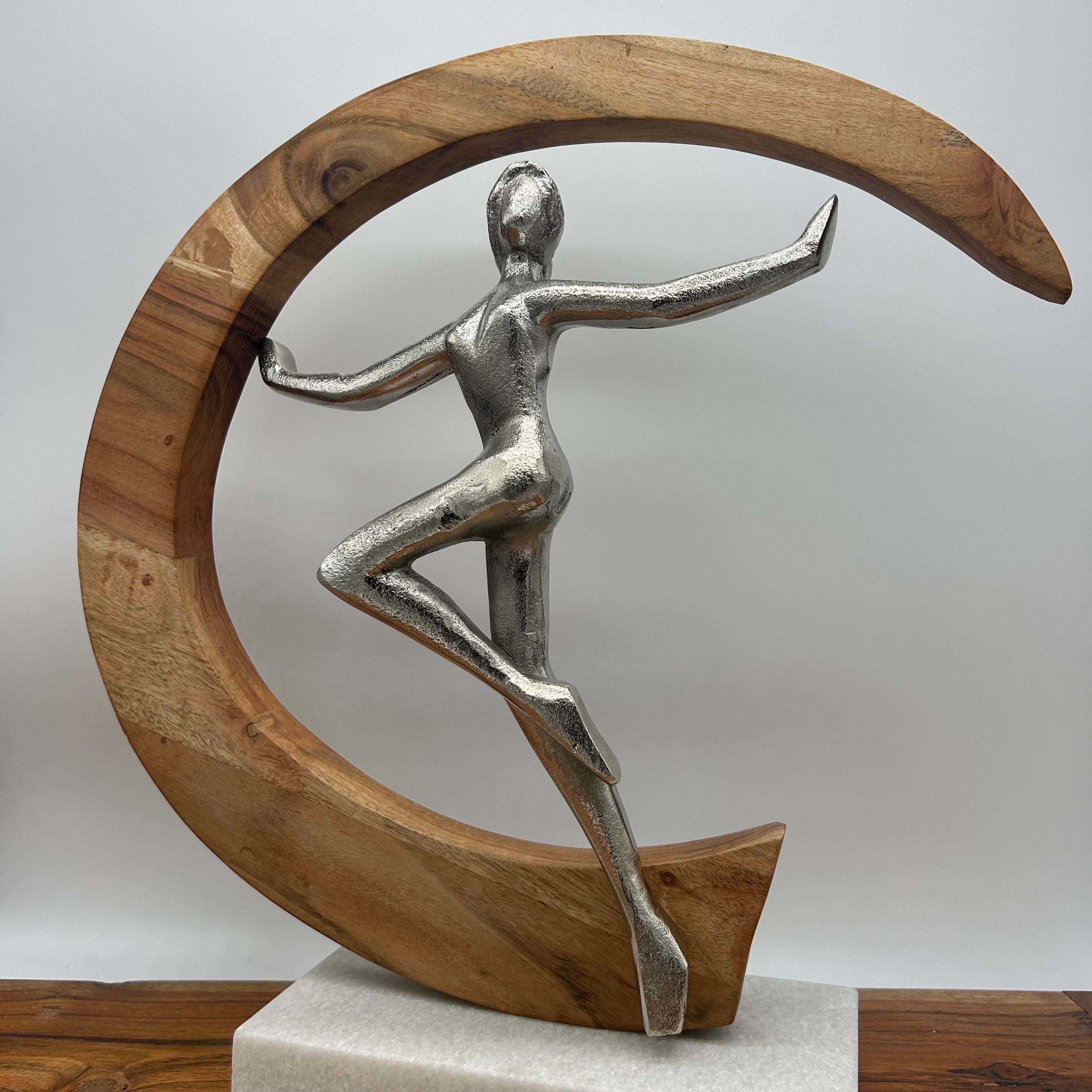 Women Gymnast Sculpture 14" Wooden Home Decor