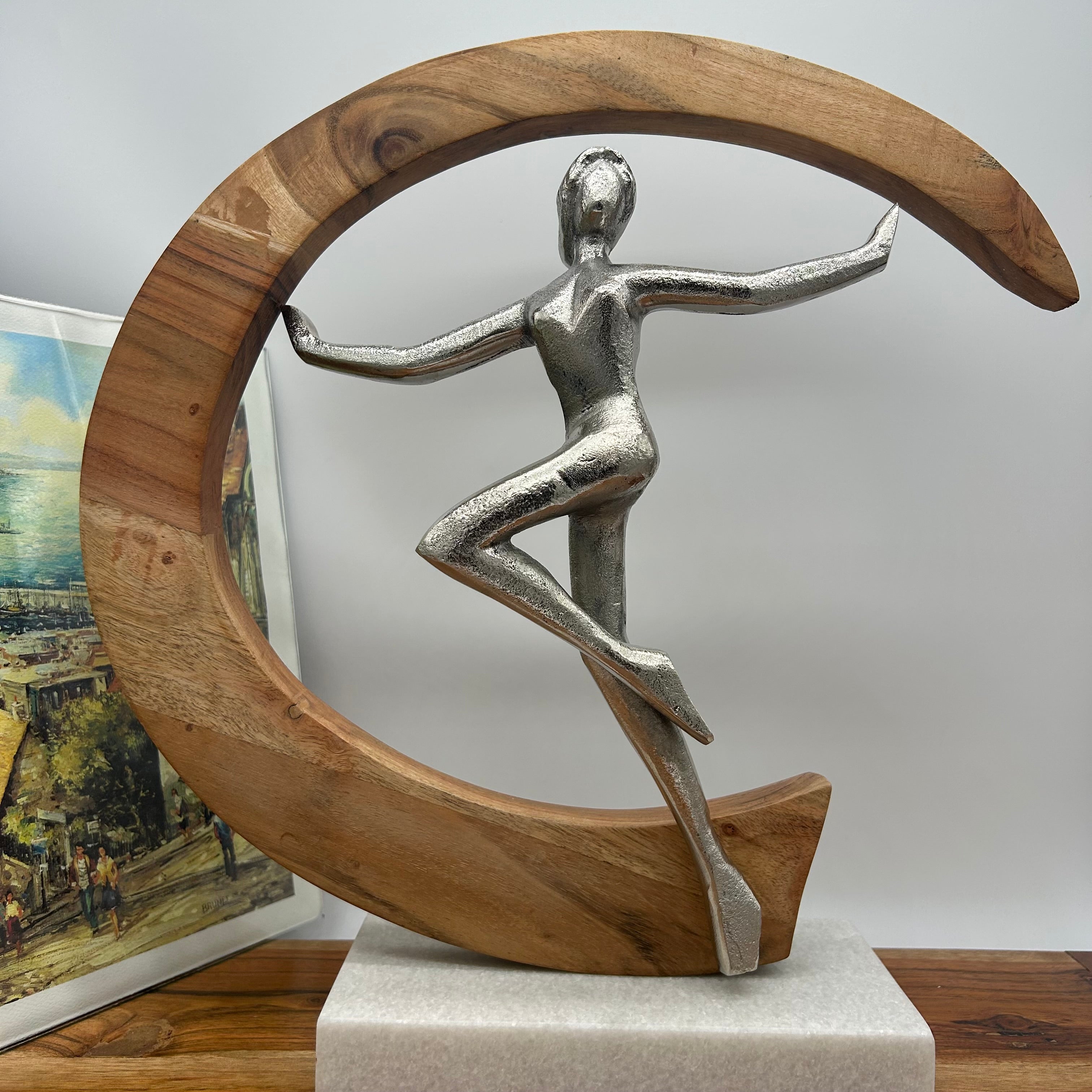 Women Gymnast Sculpture 14" Wooden Home Decor