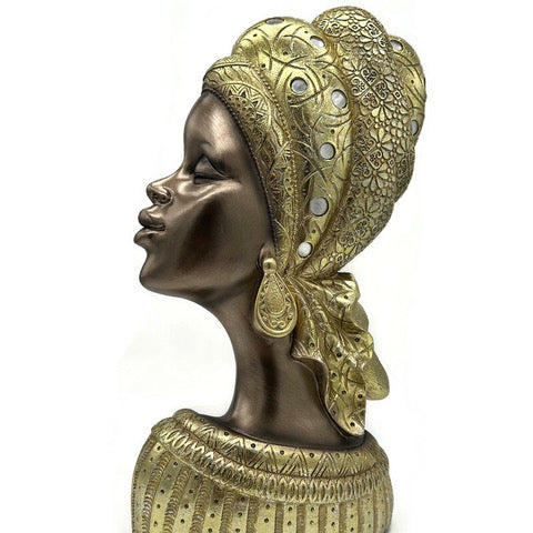 African Women Bust Statue Modern Black Figurine