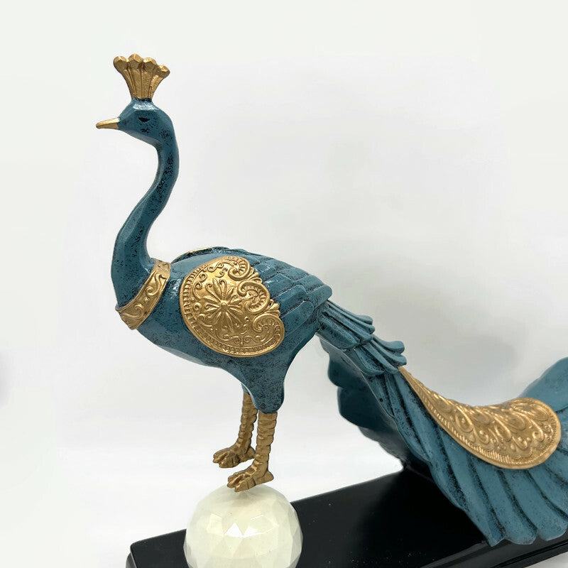 Peacock Blue Bird Figurines Decorative Accent Living Room Gift Ideas