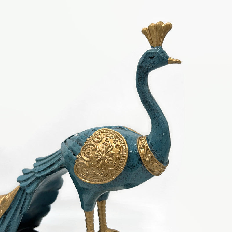 Peacock Blue Bird Figurines Decorative Accent Living Room Gift Ideas