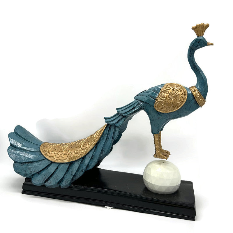 Peacock Blue Bird Figurines Decorative Accent Living Room Gift Ideas