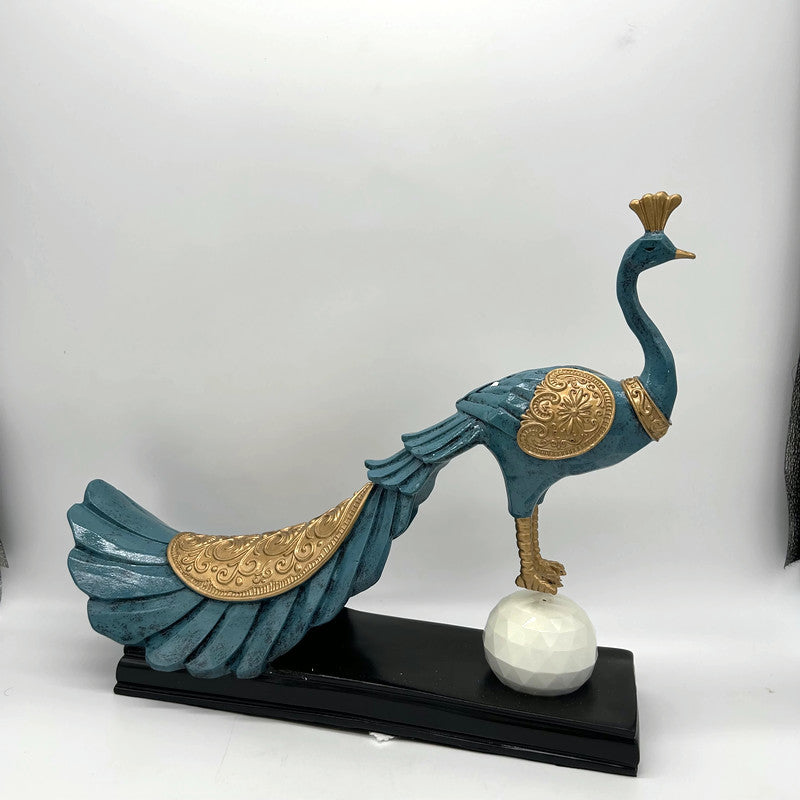 Peacock Blue Bird Figurines Decorative Accent Living Room Gift Ideas