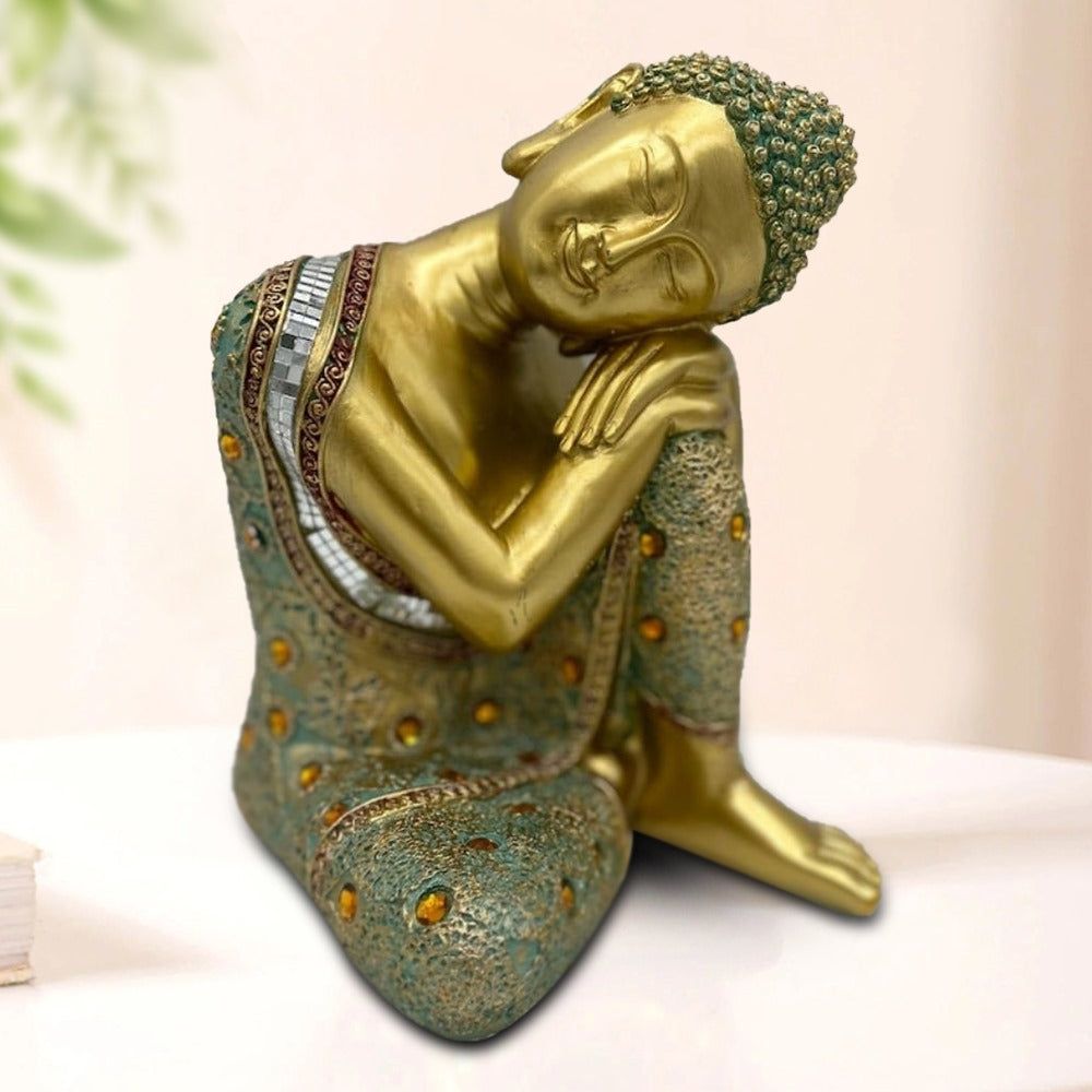 Sleeping Golden Buddha Statue, Best Home Decor - 9.5 Inch