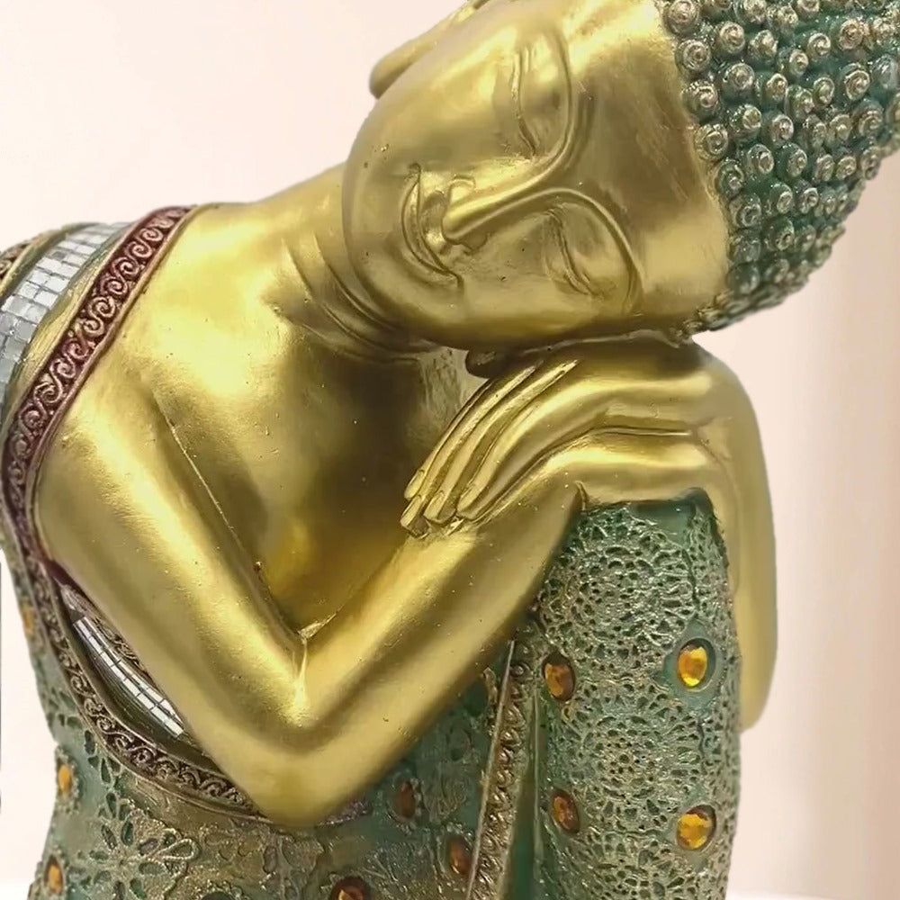 Sleeping Golden Buddha Statue, Best Home Decor - 9.5 Inch