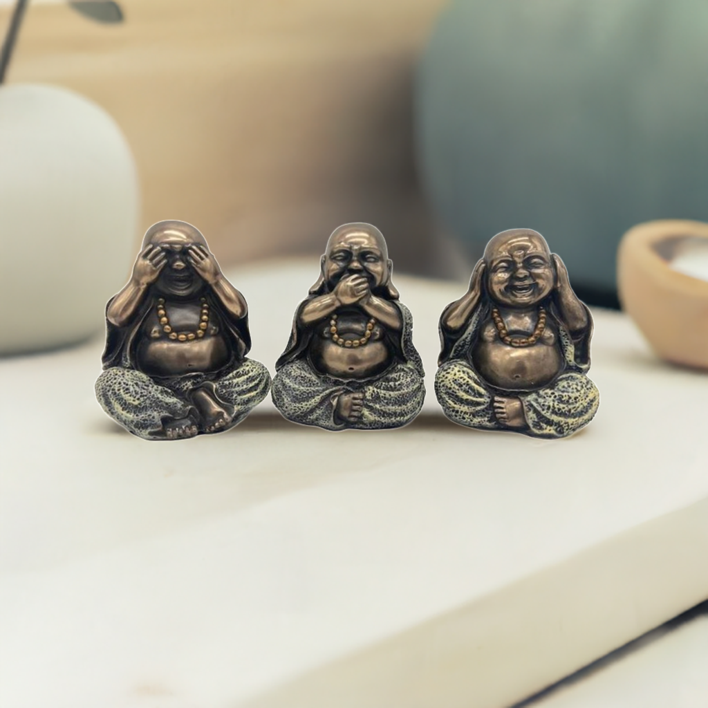 Three Wise buddha Statue Indoor Décor - 5 Inch