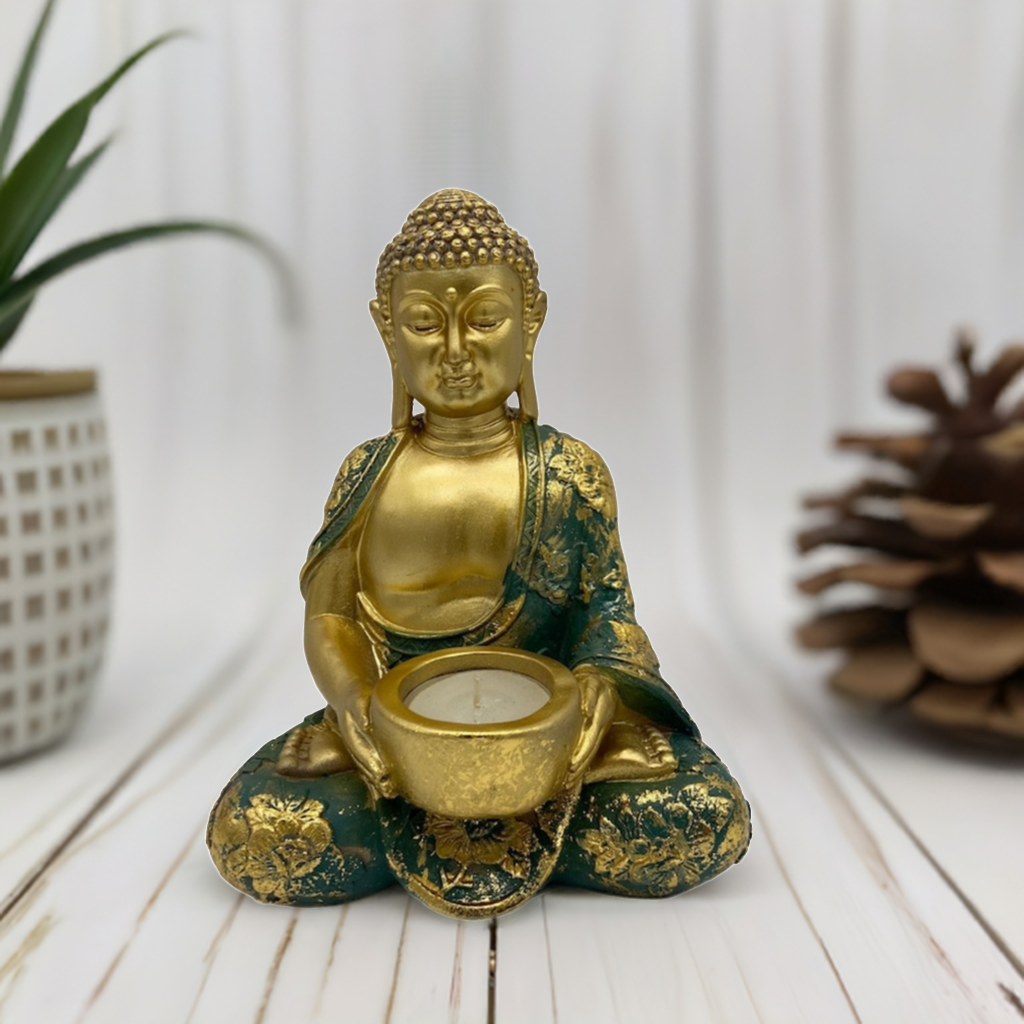 Buddha Candle Holder Statue 6"