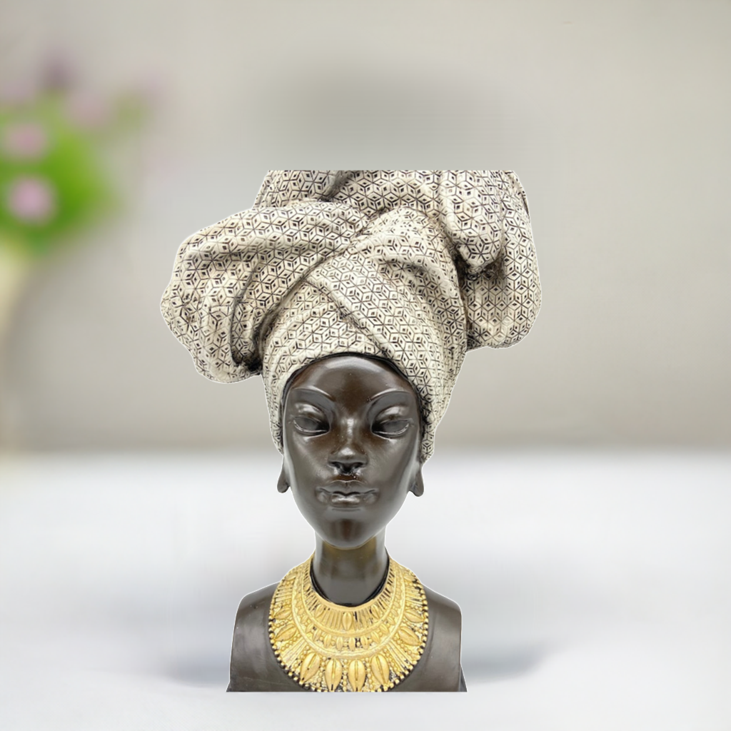 17" Beautiful Bust Sculpture of African African Lady