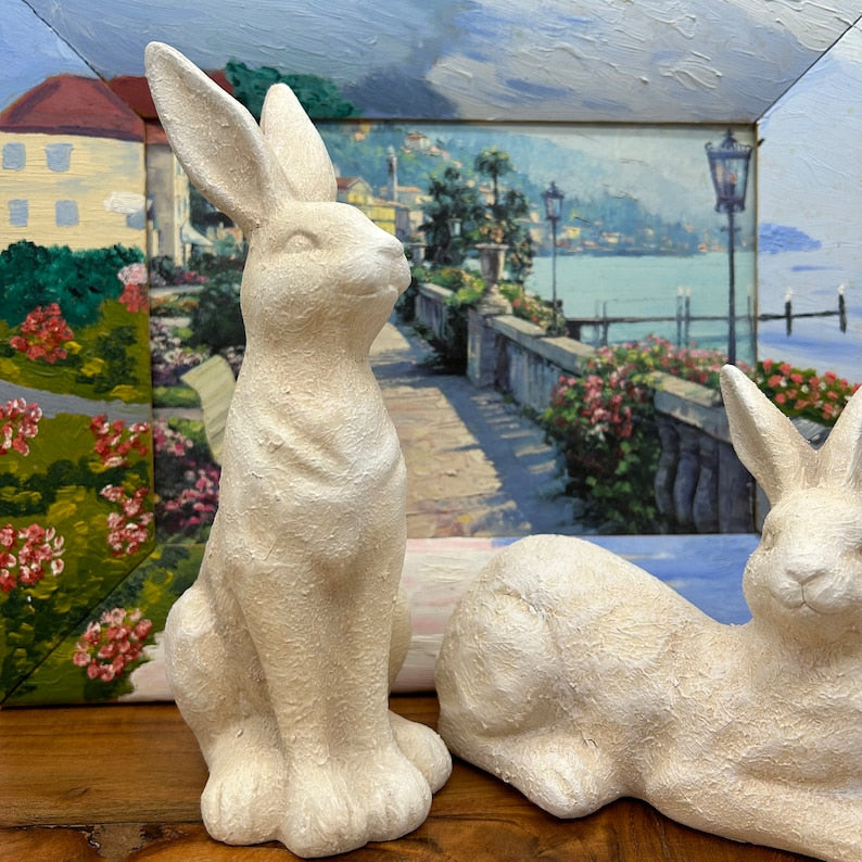 Set of 2 Standing Rabbit Figurines