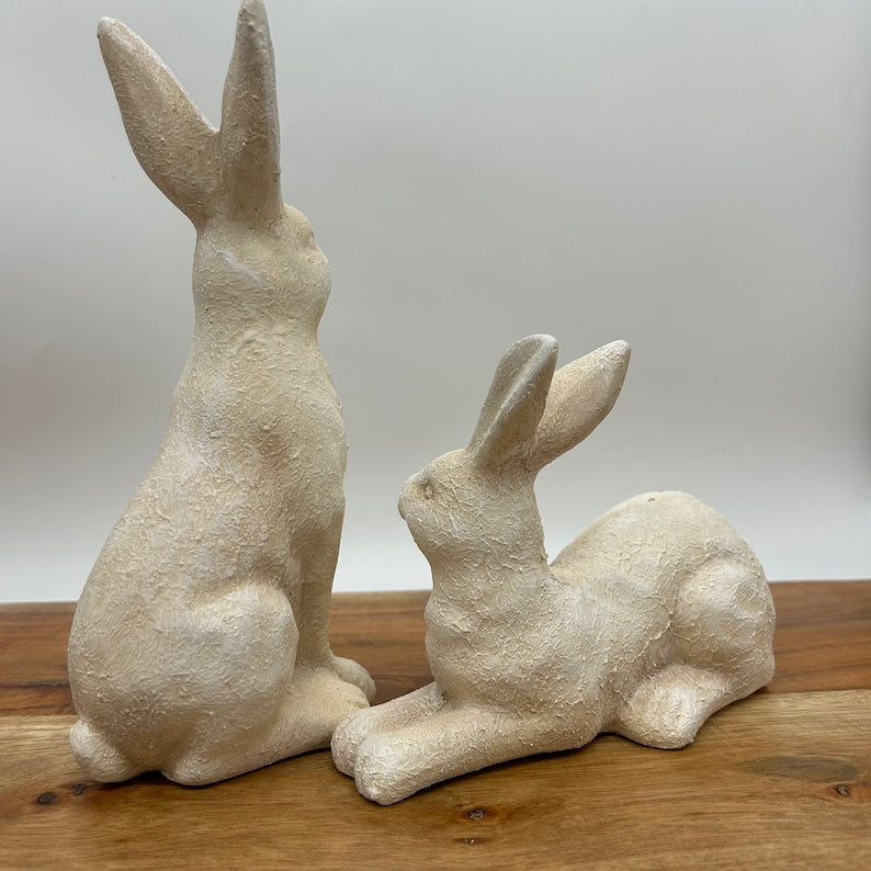 Set of 2 Standing Rabbit Figurines