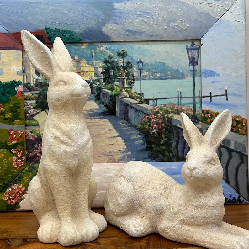 Set of 2 Standing Rabbit Figurines