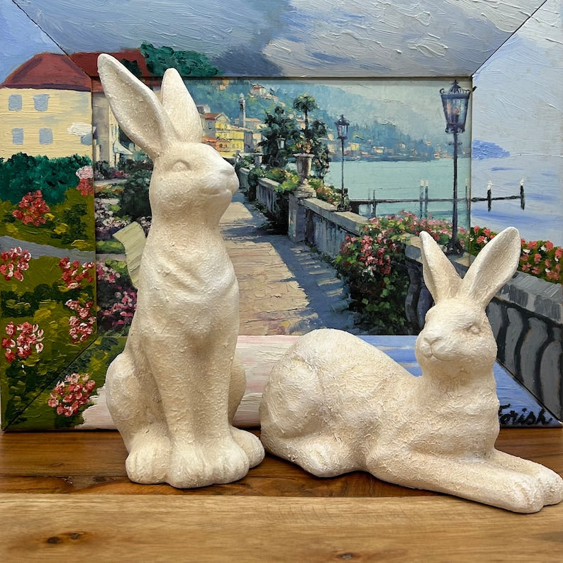 Set of 2 Standing Rabbit Figurines