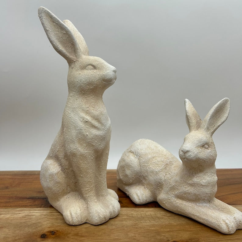 Set of 2 Standing Rabbit Figurines