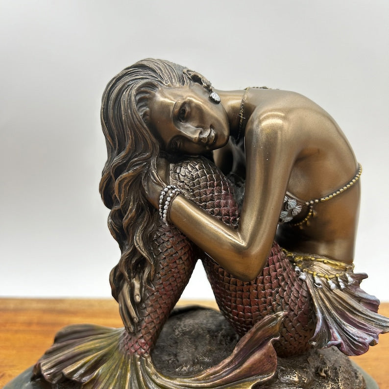 Mermaid Sitting on Rock Decorative Sculpture