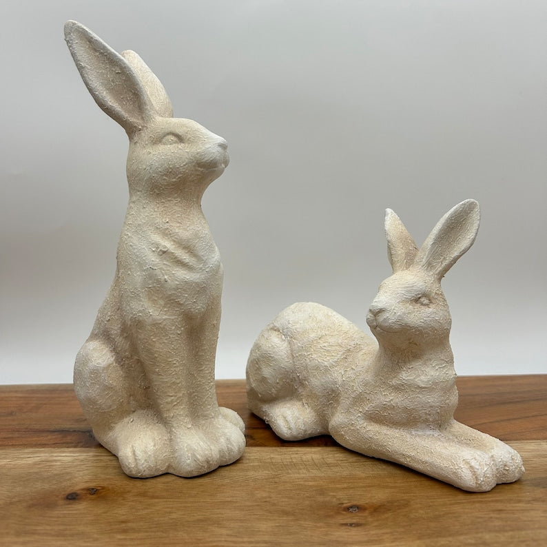 Set of 2 Standing Rabbit Figurines