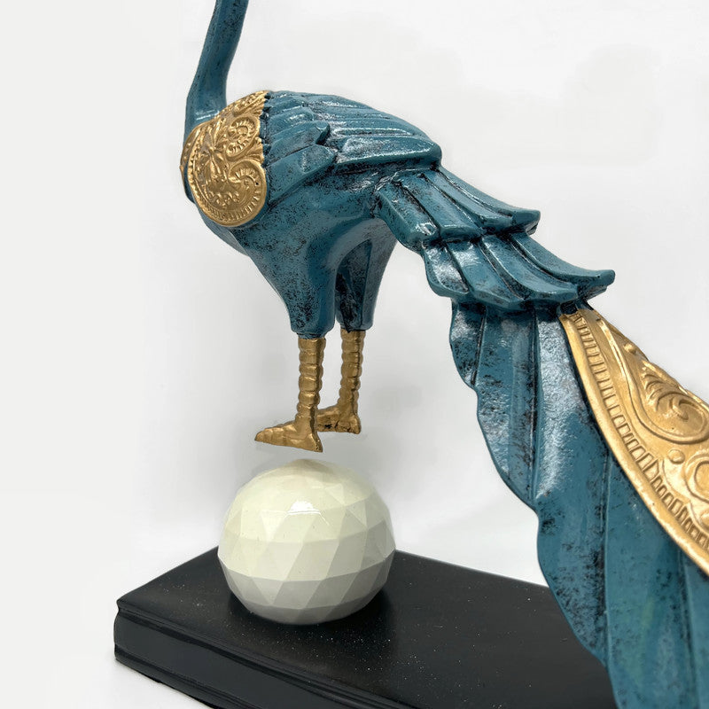 Peacock Blue Bird Figurines Decorative Accent Living Room Gift Ideas