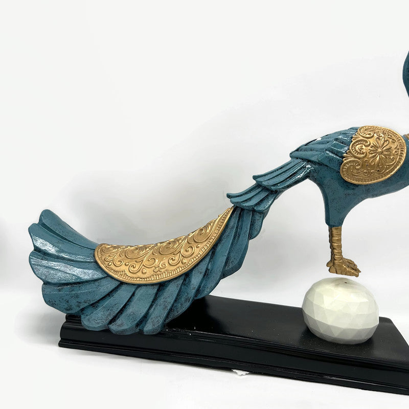 Peacock Blue Bird Figurines Decorative Accent Living Room Gift Ideas